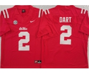 Men's Ole Miss Rebels #2 Jaxson Dart Red Stitched jersey