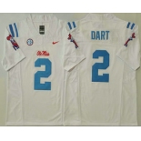 Men's Ole Miss Rebels #2 Jaxson Dart White 2025 FUSE College Football Jersey