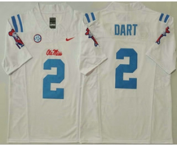 Men's Ole Miss Rebels #2 Jaxson Dart White 2025 FUSE College Football Jersey