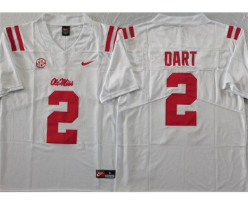 Men's Ole Miss Rebels #2 Jaxson Dart White Stitched jersey