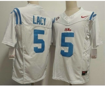 Men's Ole Miss Rebels #5 Kewan Lacy Limited White FUSE College Football Jersey