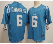 Men's Ole Miss Rebels #6 Trinidad Chambliss Blue 2025 F.U.S.E. Stitched jersey Men's Ole Miss Rebels #6 Trinidad Chambliss Blue 2025 F.U.S.E. Stitched jersey