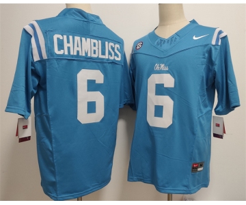 Men's Ole Miss Rebels #6 Trinidad Chambliss Blue 2025 F.U.S.E. Stitched jersey