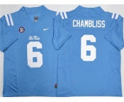 Men's Ole Miss Rebels #6 Trinidad Chambliss Blue 2026 F.U.S.E. Stitched jersey Men's Ole Miss Rebels #6 Trinidad Chambliss Blue 2026 F.U.S.E. Stitched jersey