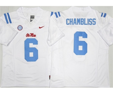 Men's Ole Miss Rebels #6 Trinidad Chambliss White 2026 F.U.S.E. Stitched jersey