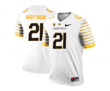 2016 Men's Oregon Ducks Spring Game Mighty Oregon #21 Webfoot 100th Rose Bowl Game Elite Jersey - White