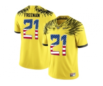 2016 US Flag Fashion 2016 Men's Oregon Duck Royce Freeman #21 College Football Electric Lightning Limited Jerseys - Yellow