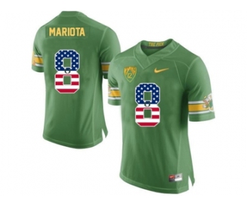 2016 US Flag Fashion Men's Oregon Duck Marcus Mariota #8 College Football 20th Anniversary Throwback Jerseys - Apple Green