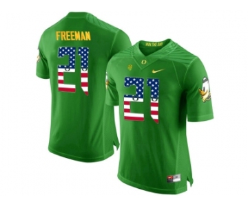 2016 US Flag Fashion Men's Oregon Ducks Royce Freeman #21 College Football Limited Jersey - Apple Green