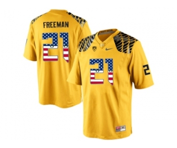 2016 US Flag Fashion Men's Oregon Ducks Royce Freeman #21 College Football Limited Jersey - Yellow