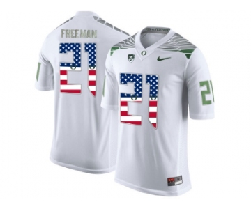 2016 US Flag Fashion Men's Oregon Ducks Royce Freeman #21 College Football Limited Jersey -White