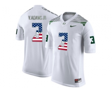 2016 US Flag Fashion Men's Oregon Ducks Vernon Adams Jr.#3 College Football Limited Jersey - White