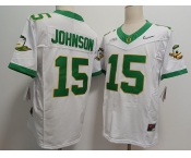 Men's Oregon Ducks #15 Tez Johnson White 2024 FUSE College Football Jersey