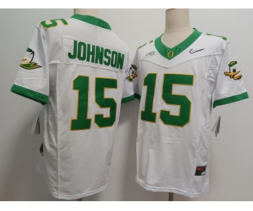 Men's Oregon Ducks #15 Tez Johnson White 2024 FUSE College Football Jersey