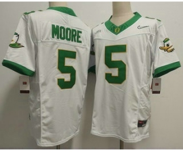 Men's Oregon Ducks #5 Dakorien Moore White FUSE College Football Jersey