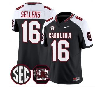 Men's South Carolina Fighting Gamecocks #16 LaNorris Sellers Black White 2026 F.U.S.E. Stitched Nike Jersey