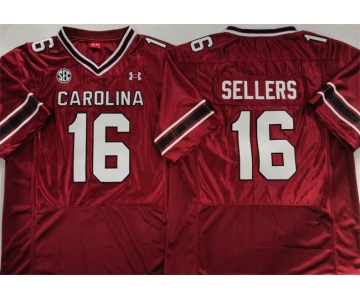 Mens South Carolina Fighting Gamecocks #16 LaNorris Sellers Garnet Stitched Jersey