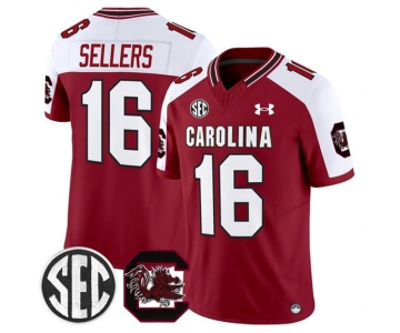 Men's South Carolina Fighting Gamecocks #16 LaNorris Sellers Garnet White 2025 F.U.S.E. Stitched Jersey