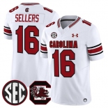 Men's South Carolina Fighting Gamecocks #16 LaNorris Sellers White 2025 F.U.S.E. Stitched Jersey Men's South Carolina Fighting Gamecocks #16 LaNorris Sellers White 2025 F.U.S.E. Stitched Jersey
