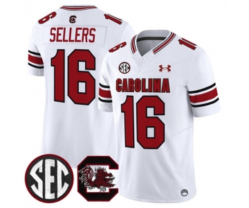 Men's South Carolina Fighting Gamecocks #16 LaNorris Sellers White 2025 F.U.S.E. Stitched Jersey