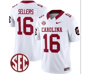 Men's South Carolina Fighting Gamecocks #16 LaNorris Sellers White F.U.S.E. Stitched Jersey