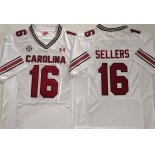 Men's South Carolina Fighting Gamecocks #16 LaNorris Sellers White Stitched Jersey