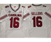 Men's South Carolina Fighting Gamecocks #16 LaNorris Sellers White Stitched Jersey