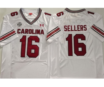 Men's South Carolina Fighting Gamecocks #16 LaNorris Sellers White Stitched Jersey