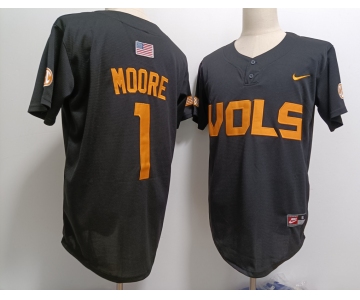 Men's Tennessee Volunteers #1 Christian Moore Grey With Patch Stitched Baseball Jersey