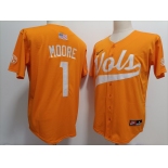 Men's Tennessee Volunteers #1 Christian Moore Orange Stitched Jersey