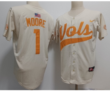 Men's Tennessee Volunteers #1 Christian Moore White Stitched Jersey