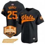 Men's Tennessee Volunteers #25 Blake Burke Black 2024 Champions Vapor Limited Stitched Jersey