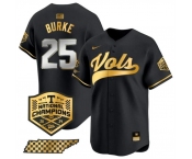 Men's Tennessee Volunteers #25 Blake Burke Black Gold 2024 Champions Vapor Limited Stitched Jersey
