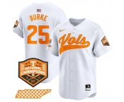 Men's Tennessee Volunteers #25 Blake Burke White 2024 Champions Vapor Limited Stitched Jersey