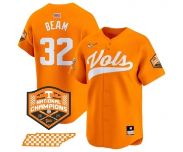 Men's Tennessee Volunteers #32 Drew Beam Orange 2024 Champions Vapor Limited Stitched Jersey