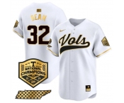 Men's Tennessee Volunteers #32 Drew Beam White Gold 2024 Champions Vapor Limited Stitched Jersey