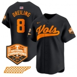 Men's Tennessee Volunteers #8 Dylan Dreiling Black 2024 Champions Vapor Limited Baseball Stitched Jersey