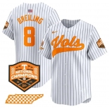 Men's Tennessee Volunteers #8 Dylan Dreiling Pinstripe 2024 Champions Vapor Limited Baseball Stitched Jersey