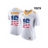2016 US Flag Fashion 2016 Youth Tennessee Volunteers Peyton Manning #16 College Football Limited Jersey - White