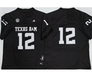 Men's Texas A&M Aggies Lions #12 Premier Strategy Black 2025 F.U.S.E. Stitched Jersey