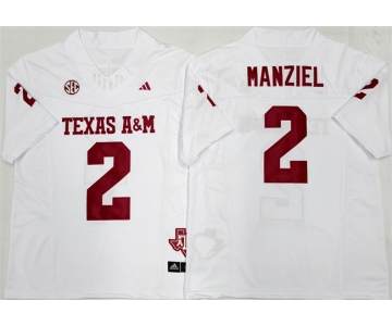 Men's Texas A&M Aggies Lions #2 Johnny Manziel White F.U.S.E. Stitched Jersey