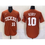 Men's Texas Longhorns #10 Mia Scott Orange SEC Patch Stitched Jersey