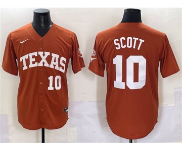 Men's Texas Longhorns #10 Mia Scott Orange SEC Patch Stitched Jersey
