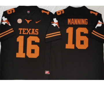 Men's Texas Longhorns #16 Peyton Manning Black F.U.S.E Stitched Jersey
