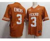 Men's Texas Longhorns #3 Quinn Ewers Orange FUSE College Stitched Jersey