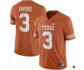 Men's Texas Longhorns #3 Quinn Ewers Orange Stitched Jersey