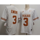 Men's Texas Longhorns #3 Quinn Ewers White FUSE Stitched Jersey