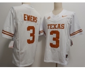 Men's Texas Longhorns #3 Quinn Ewers White FUSE Stitched Jersey