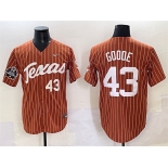 Men's Texas Longhorns #43 Leighann Goode Orange Pinstripe 2025 World Series & SEC Patch Stitched Jersey Men's Texas Longhorns #43 Leighann Goode Orange Pinstripe 2025 World Series & SEC Patch Stitched Jersey