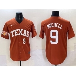 Men's Texas Longhorns #9 Joley Mitchell Orange 2025 Softball National Champions & SEC Patch Stitched Jersey